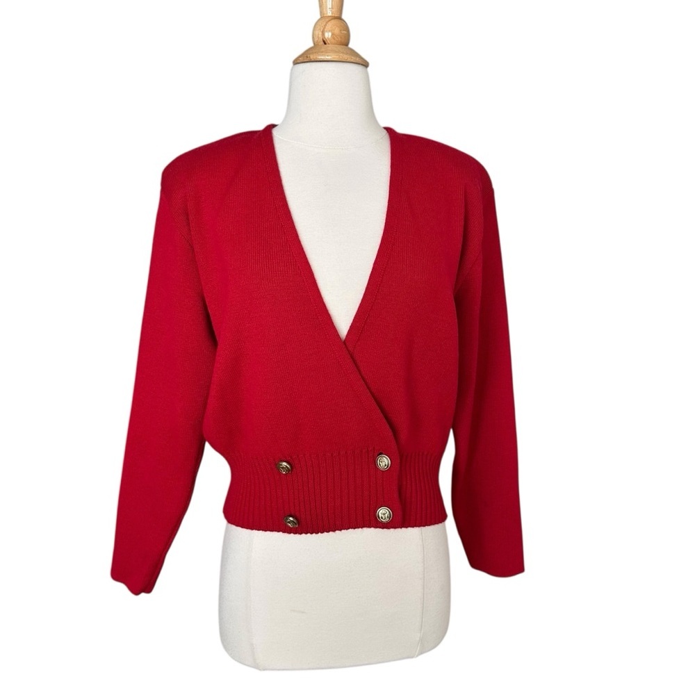 Vintage Red Wool Cardigan‎ Charter Club by Jane Justin Anchor Buttons Hong Kong